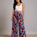 Women's Premium Wide Leg Palazzo Pants - Abstract Multicolor