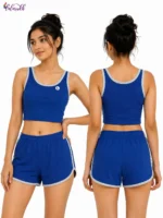 Women's Ribbed Crop Top & Dolphin Shorts Co-Ord Set - Image 3