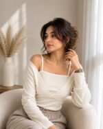 Long-Sleeve Mock Two-Piece Ribbed Knit Top - Image 7